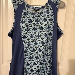 Kerrits Blue and Black Lace Pattern Tank Top